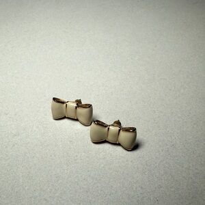 Kate Spade Cream and Gold Bow Earrings